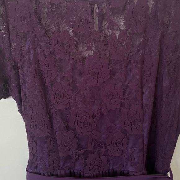 Nemidor Elegant Purple Floral Lace Midi Dress with Waist Tie Plus Size 14 - Picture 7 of 16